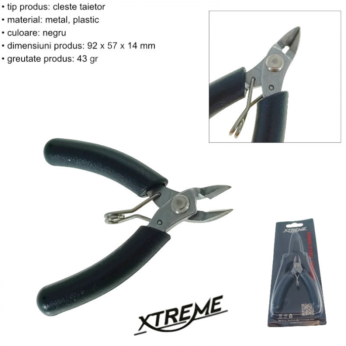 Mini cleste taietor lateral, cu arc, Xtreme AX603 00561, 110mm, negru [6]