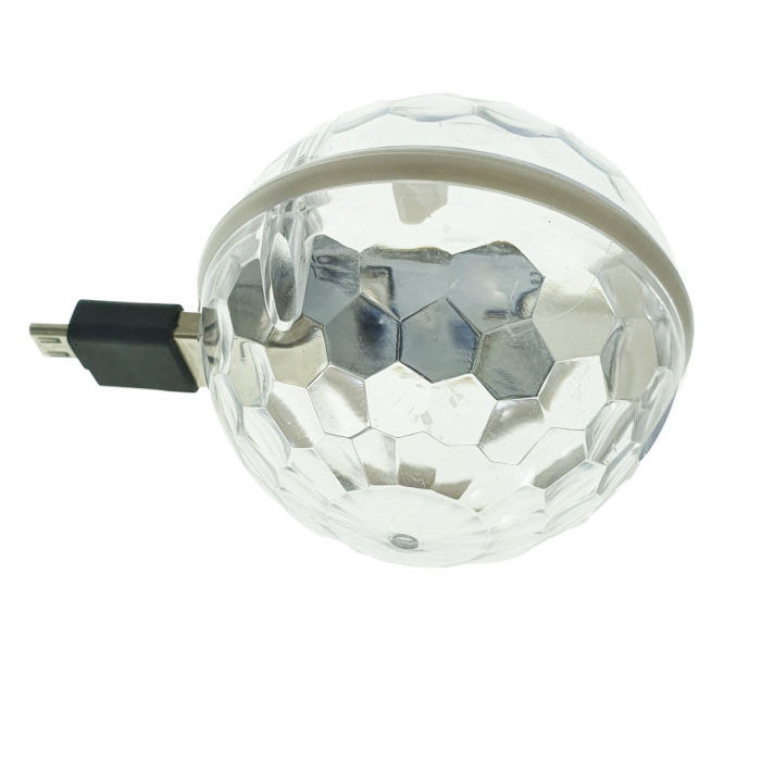 Mini Glob USB cu Led 4W multicolor RGB, Omega Magic Disco Ball 45233, cu conector microUSB pentru smartphone [4]
