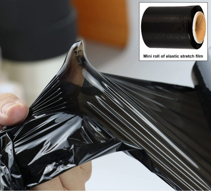Mini rola 253g folie stretch elastica, PR-9389-BK, 10 cm latime, lungime 150 m, pentru ambalare, neagra [6]