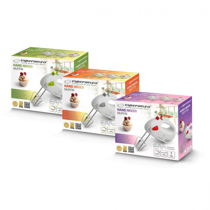 Mixer de mana Esperanza Muffin Gri 125 W [8]