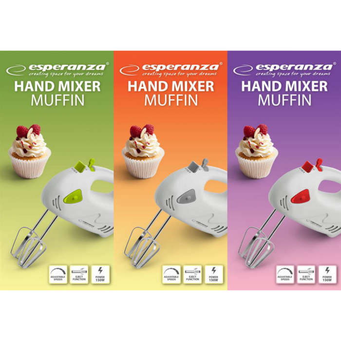 Mixer de mana Esperanza Muffin Gri 125 W [7]