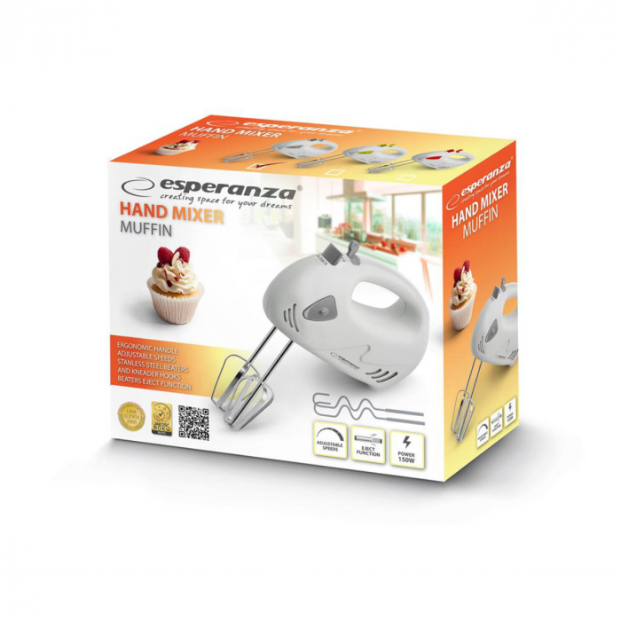 Mixer de mana Esperanza Muffin Gri 125 W [3]