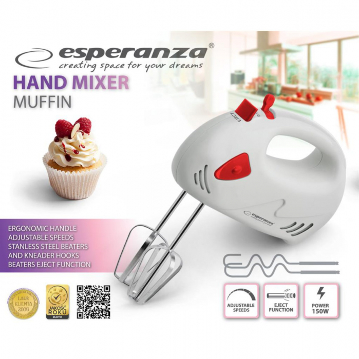 Mixer de mana  Esperanza EKM007R muffin, 125W [2]