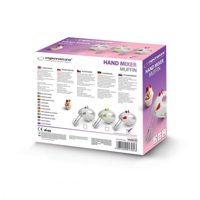 Mixer de mana  Esperanza EKM007R muffin, 125W [3]