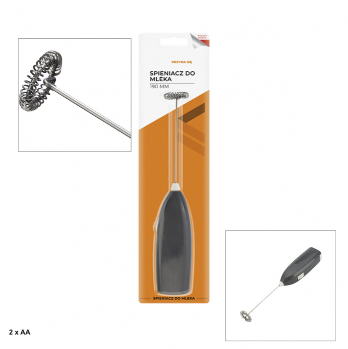 Mixer spuma lapte, pentru cappucino, latte macchiato, lungime 200 mm, 2 x baterii R3, 41722, gri [4]