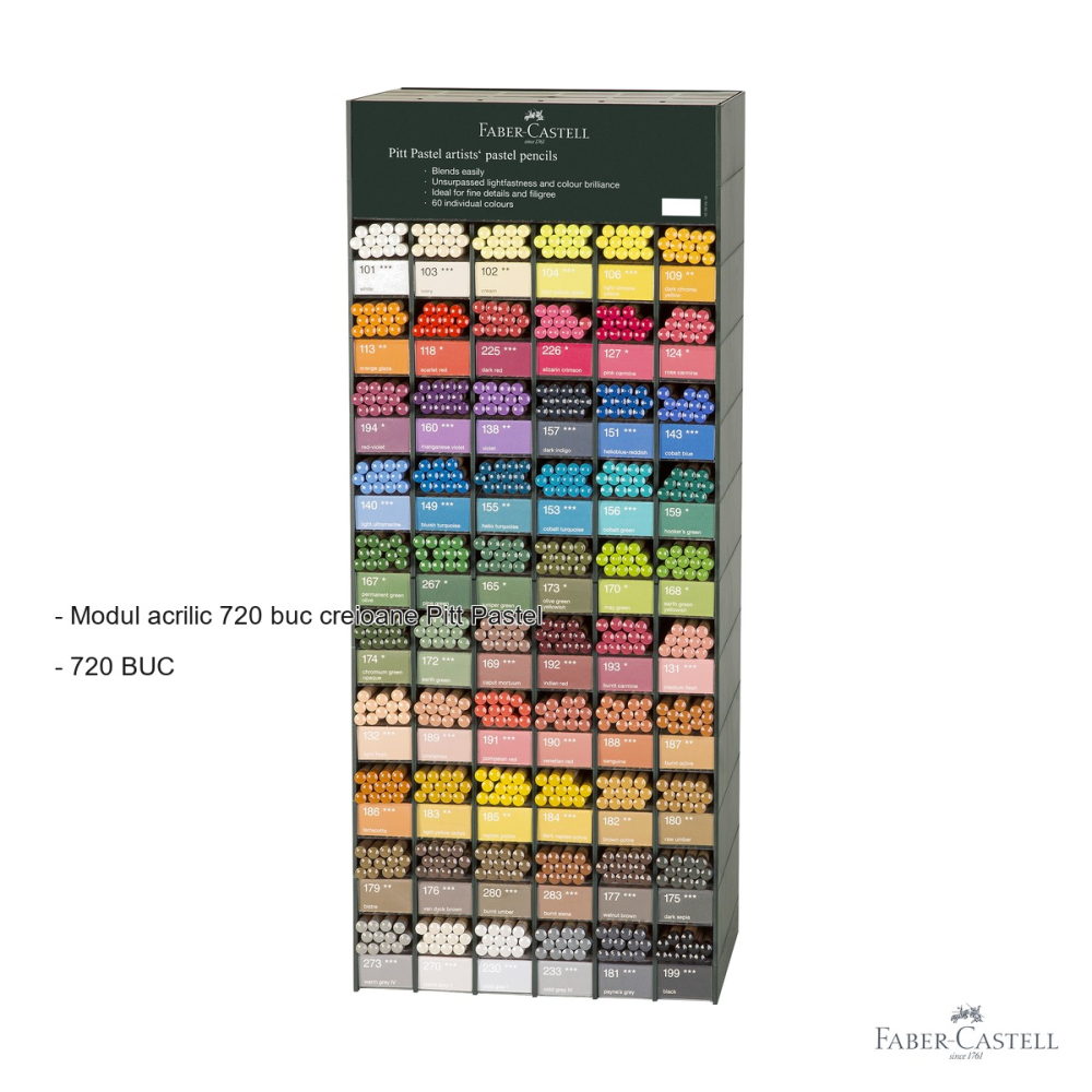 Modul acrilic display 720 bucati creioane Pitt Pastel Faber-Castell, set profesional pentru expunere si vanzare [2]