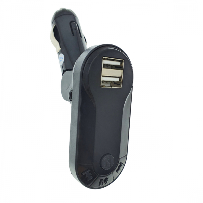 Modulator FM auto, Bluetooth Handsfree, player MP3 USB si microSD, incarcare USB, AUX jack 3.5mm, negru [2]