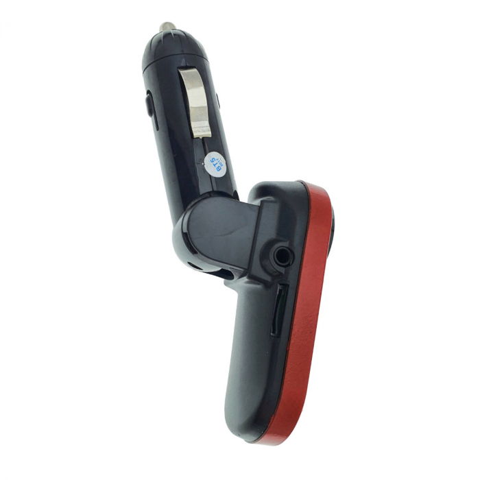 Modulator FM auto, Bluetooth Handsfree, player MP3 USB si microSD, incarcare USB, AUX jack 3.5mm, negru cu rosu [4]