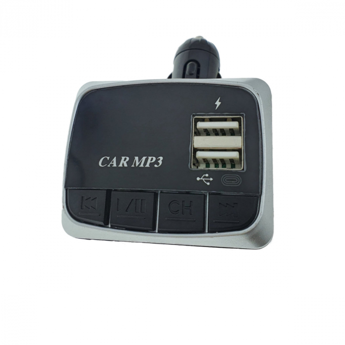 Modulator FM auto, player MP3 / WMA cu port USB si microSD, incarcare USB 2A, AUX jack 3.5mm, negru cu gri [3]