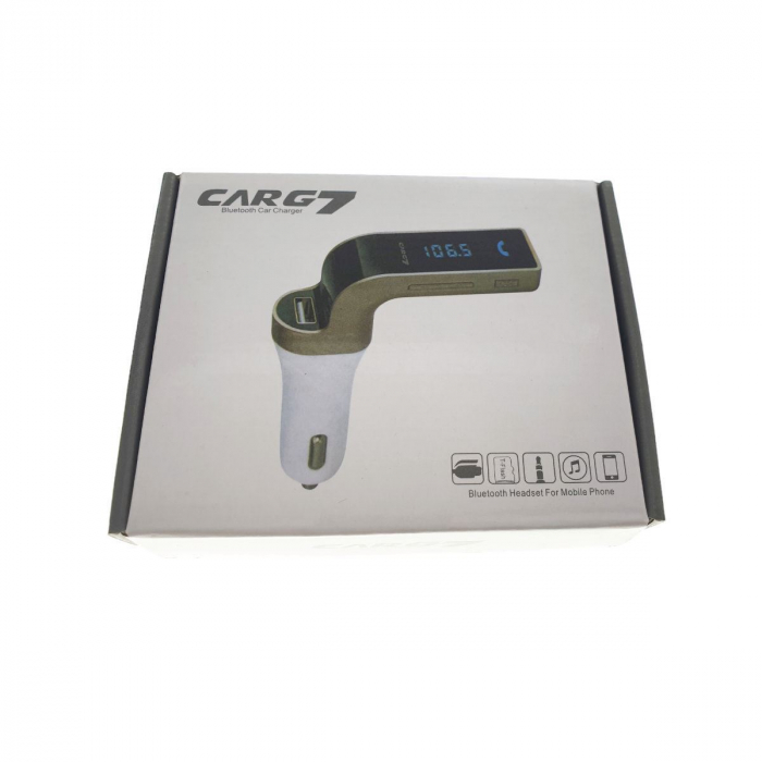 Modulator FM cu bluetooth CARG7, incarcare USB si MP3 player USB si microsd, alb cu auriu [5]