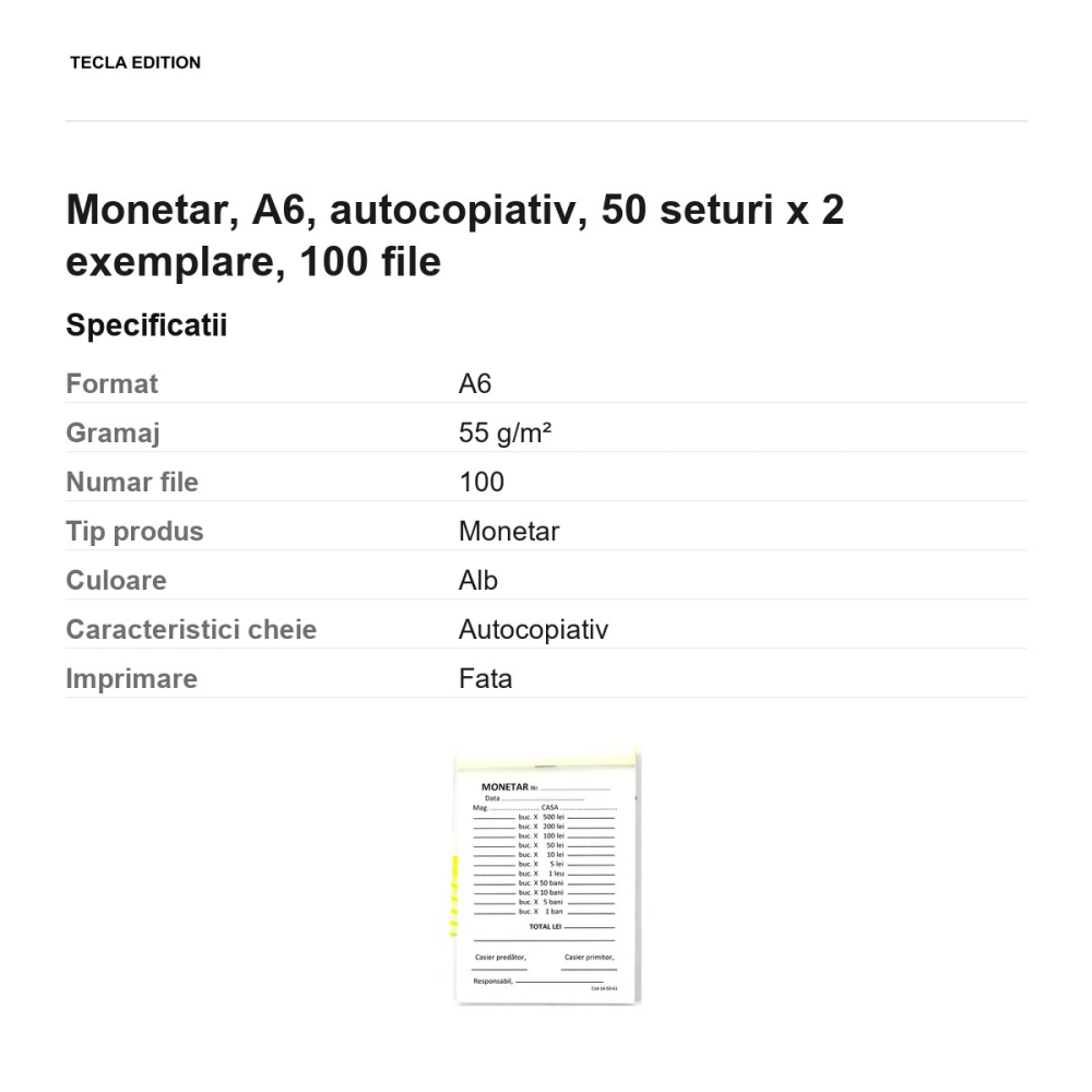 Monetar, A6, autocopiativ, 50 seturi x 2 exemplare, 100 file [3]