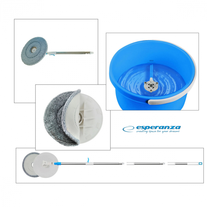 Set mop rotativ Esperanza Spin Mop, cu galeata si storcator, rotire 360 grade, diametru mop 25.5 cm [4]