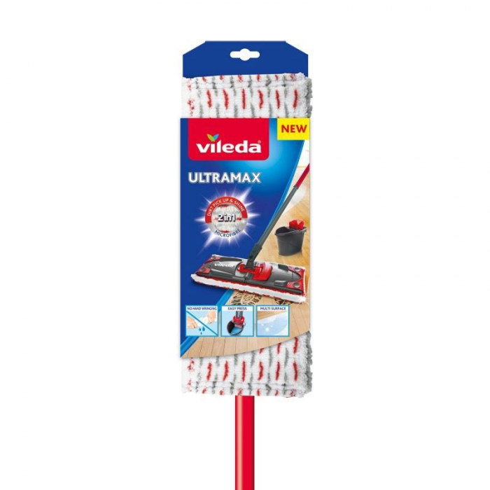 Mop plat confort Vileda UltraMax 04 XL 21204, microfibra 2in1, cu maner rotativ telescopic [4]