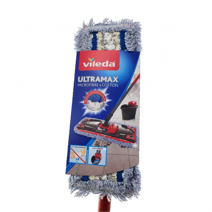 Mop plat Vileda UltraMax 13979, microfibra si bumbac, cu maner rotativ telescopic [2]
