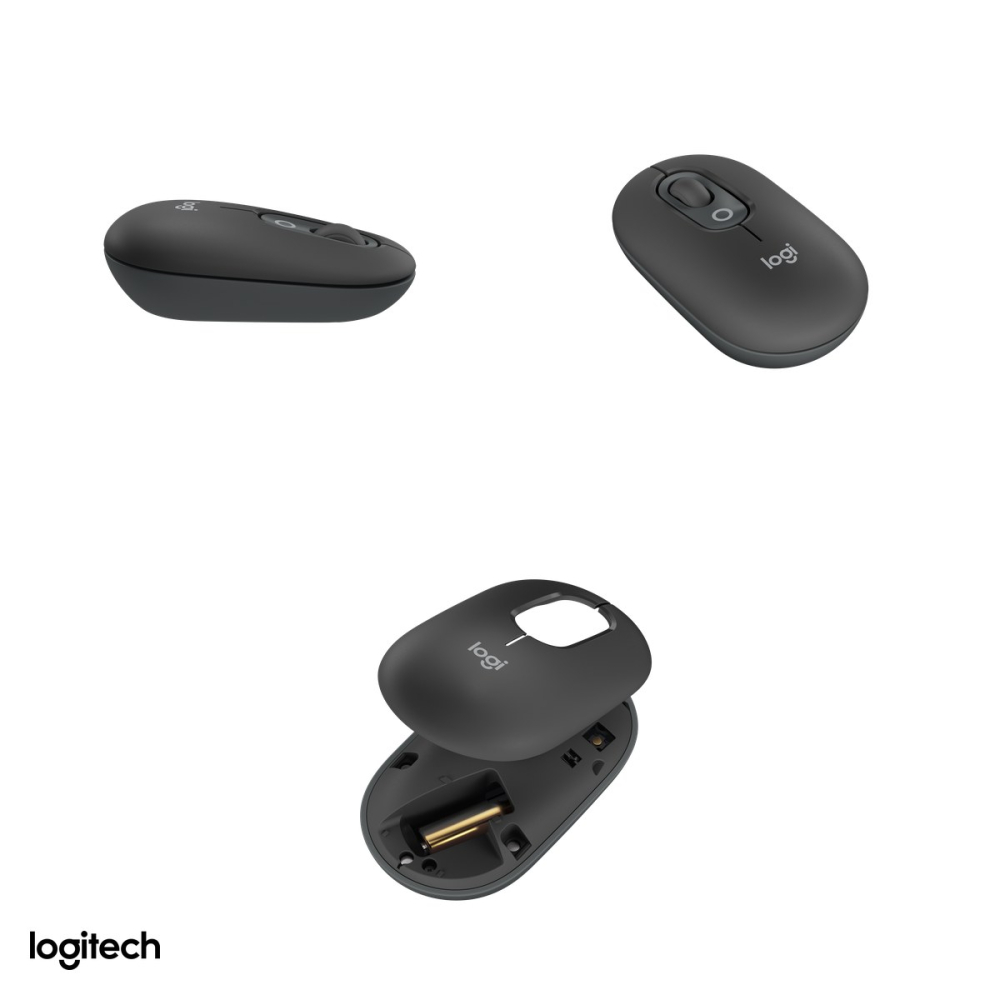 Mouse Bluetooth compact Logitech POP Mouse, buton emoji personalizabil, 4 butoane, rotita SmartWheel, clicuri silentioase, Easy-Switch 3 dispozitive, 1 baterie AA, grafit, 910-007412 [4]
