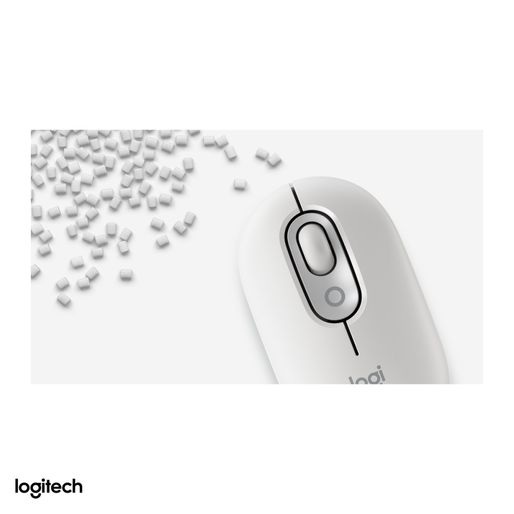 Mouse Bluetooth compact Logitech POP Mouse, buton emoji personalizabil, 4 butoane, rotita SmartWheel, clicuri silentioase, Easy-Switch 3 dispozitive, 1 baterie AA, alb-crem, 910-007411 [6]