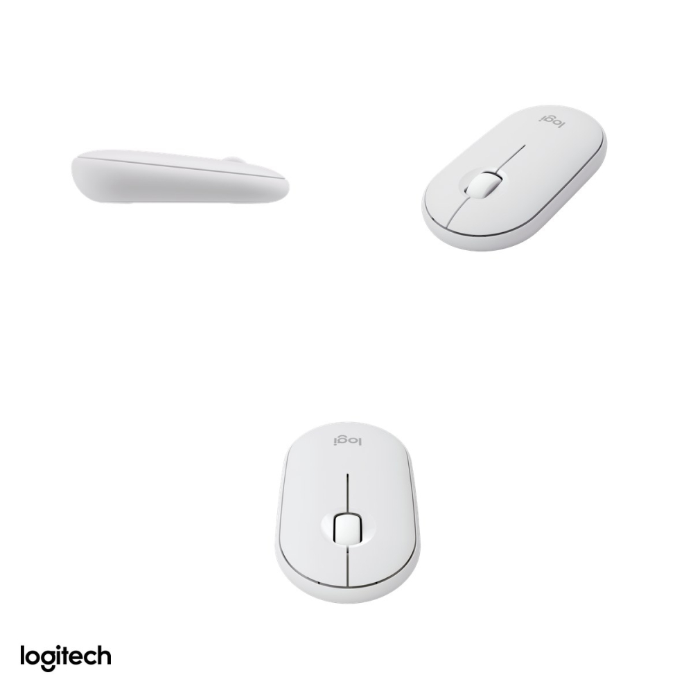 Mouse Bluetooth subtire Logitech Pebble Mouse 2 M350s, clicuri silentioase, senzor optic 400-4000 DPI, 3 butoane, Easy-Switch 3 dispozitive, 1 baterie AA, alb, 910-007013 [4]