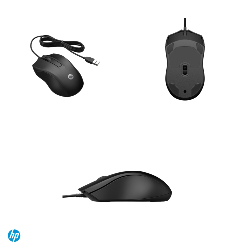 Mouse cu fir HP 105, USB-A, senzor optic 1600 DPI, 3 butoane, design ambidextru, negru, 822M9UT [4]