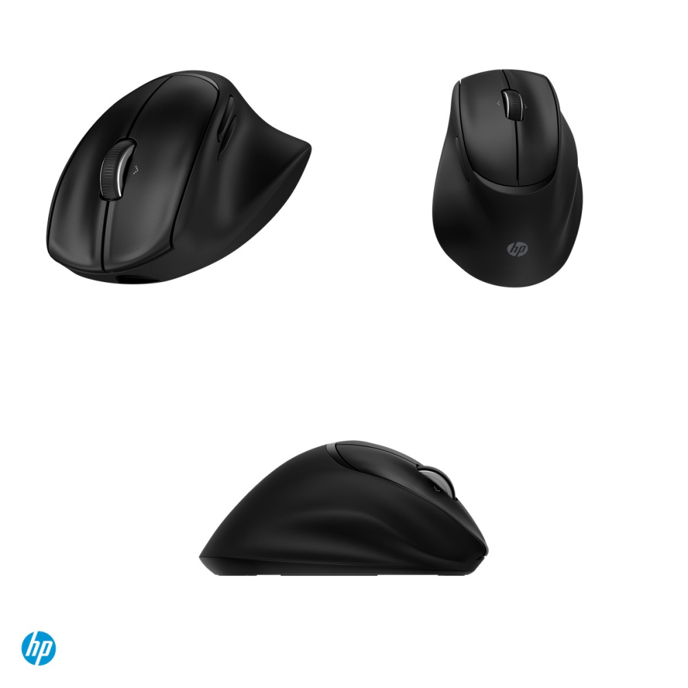 Mouse ergonomic wireless HP Tilt 725M, inclinat la 21 de grade, Bluetooth si receptor USB, 6000 DPI, 7 butoane, supercapacitor cu incarcare USB-C, negru, BH0Z5AA [4]