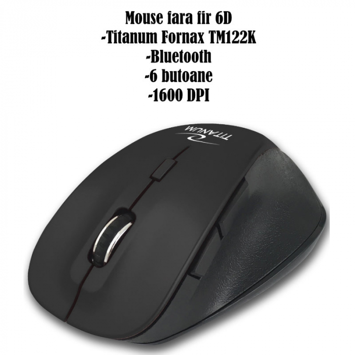 Mouse fara fir, 6D, Bluetooth v.5.0, Titanum Fornax 94656, 110 x 70 x 40 mm, 1600 DPI, negru [6]