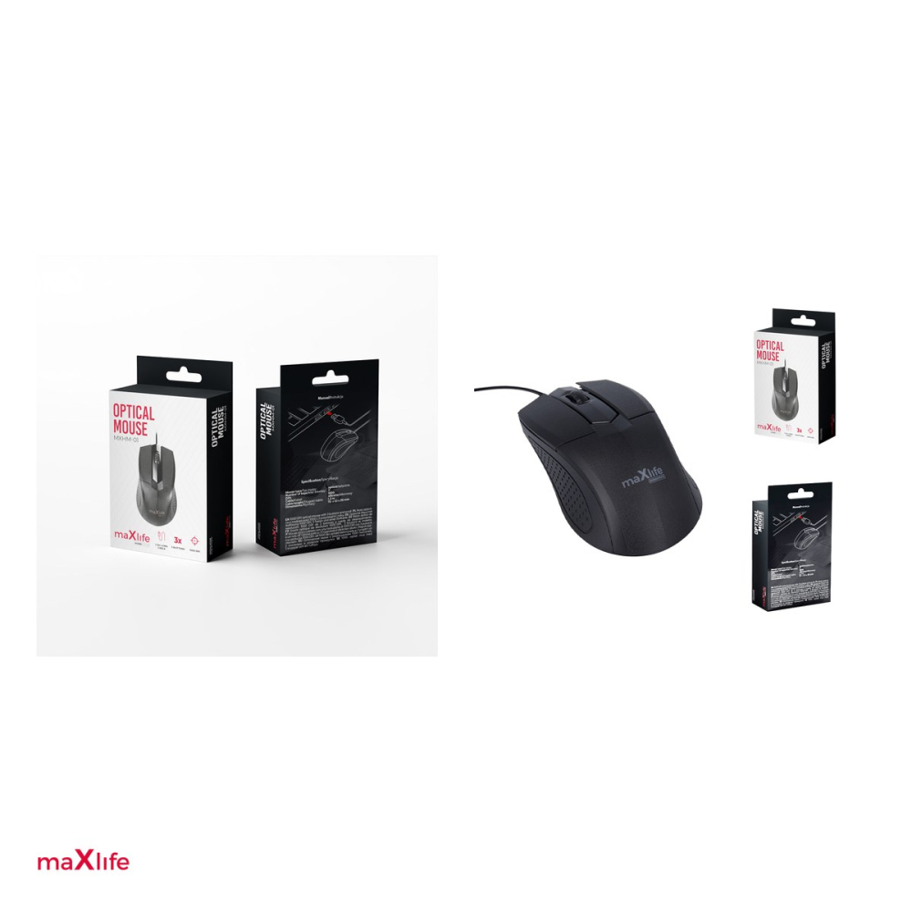 Mouse Maxlife Home Office MXHM-01 optical 1000 Dpi 1,2 m, cablu 1.2m, Negru [5]