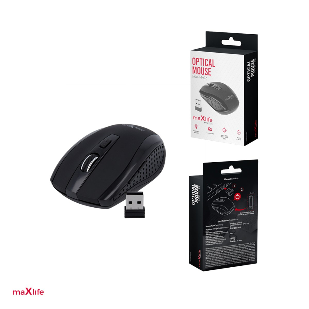 Mouse Maxlife Home Office MXHM-02 wireless optical 800/1200/1600 dpi, Negru [5]