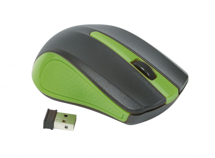 Mouse Wireless Omega OM-419, 1000 DPI, USB, Negru/Verde [2]