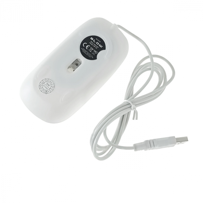 Mouse optic USB, BLOW MP-30, 1000DPI, cablu USB de 1.5m, alb [3]