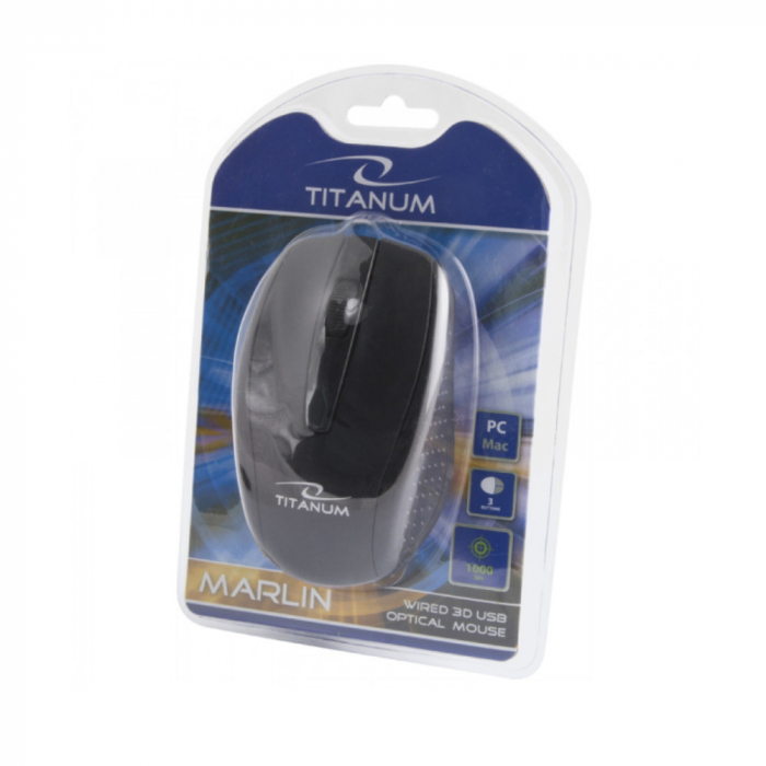 Mouse optic prin cablu USB, Esperanza, Titanum, TM110K, Marlin 3D, 1000 DPI, Blister, negru [3]