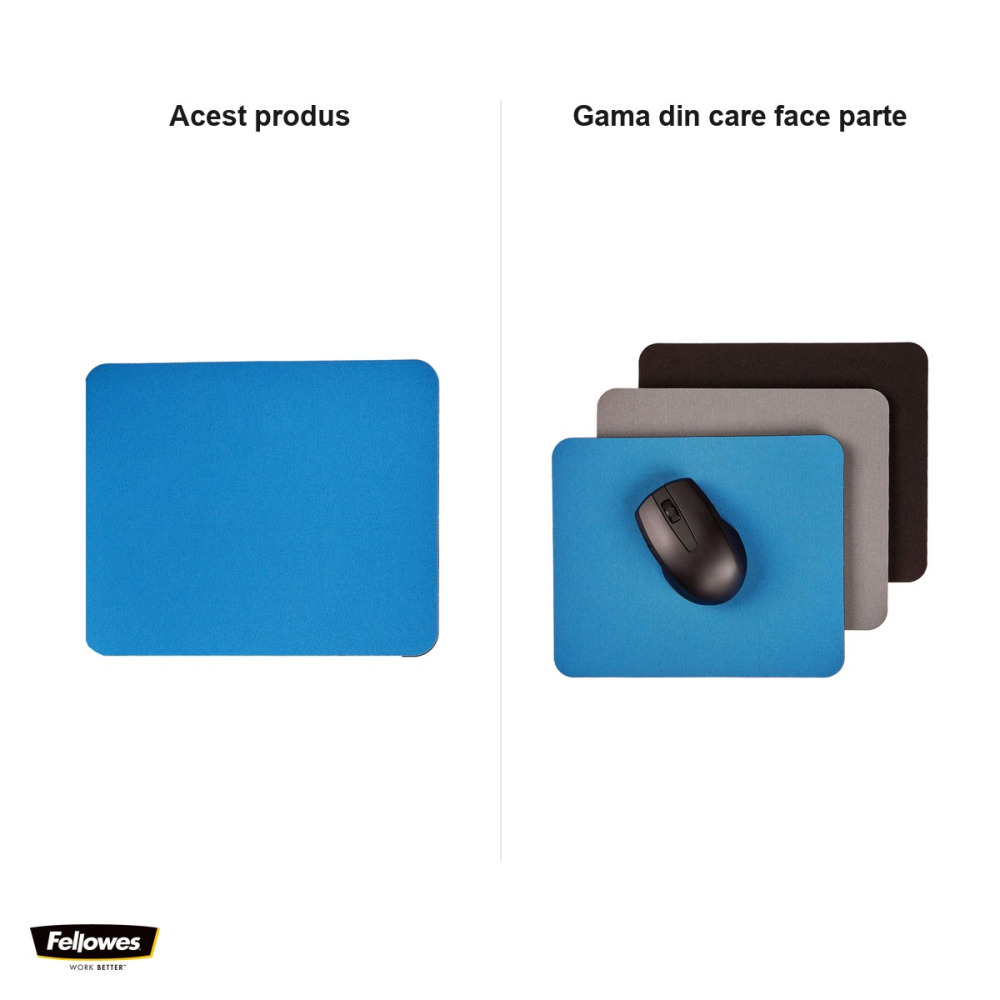 Mouse pad Fellowes din poliester, baza antiderapanta 5 mm, 230x190 mm, albastru [5]