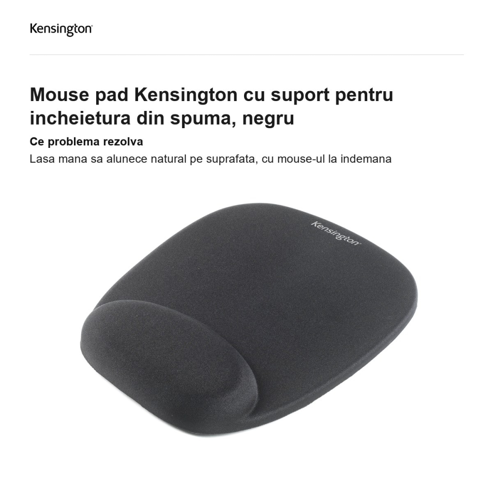 Mouse pad Kensington cu suport pentru incheietura din spuma, negru [2]