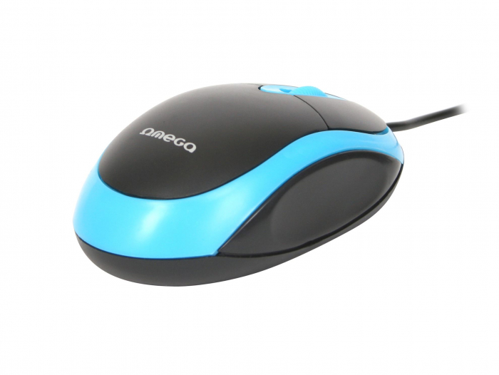 Mouse USB, Omega 41644 OM-06V, 1200 DPI, 95x57x33mm, cablu 110cm, negru cu albastru [3]