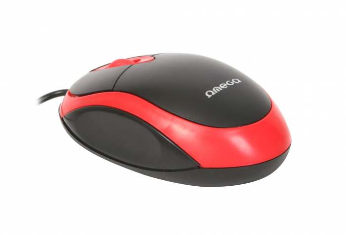 Mouse cu fir, OMEGA, OM06VR USB 800 DPI, Rosu/Negru [3]