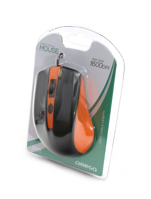 Mouse Omega Value OM05O, 1000 DPI, Negru/Portocaliu [2]