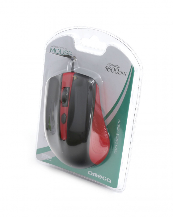 Mouse Omega Value OM05R, 1000 DPI, Negru/Rosu [2]