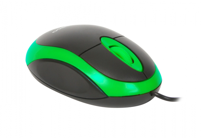 Mouse USB, Omega 41879 OM-06V, 1200 DPI, 95x57x33mm, cablu 110cm , negru cu verde [5]