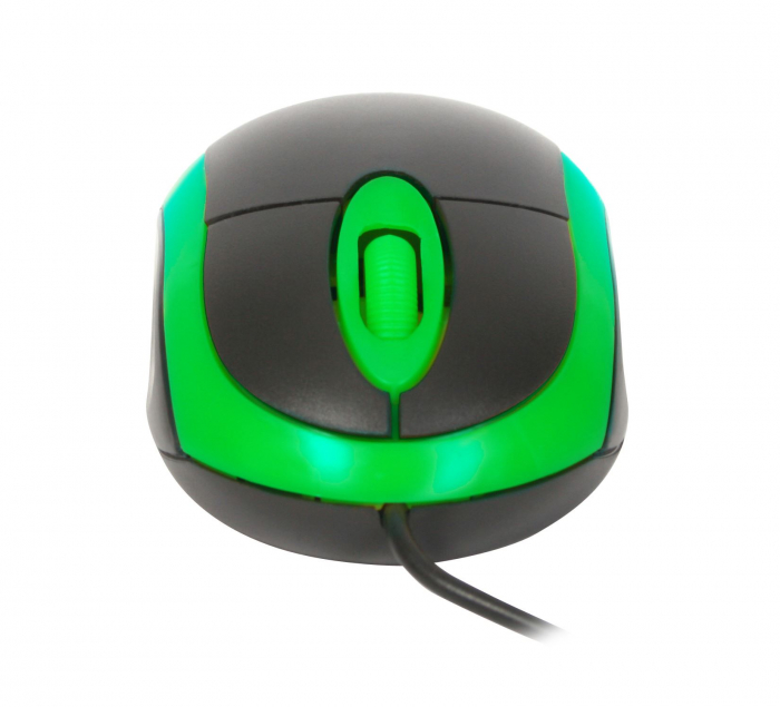 Mouse USB, Omega 41879 OM-06V, 1200 DPI, 95x57x33mm, cablu 110cm , negru cu verde [4]