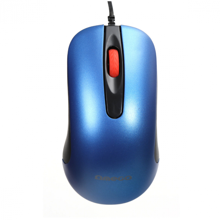 Mouse USB, Omega 45267 OM-520, cu cablu 1.2 m, 3 butoane, 1000 dpi, albastru cu negru [4]