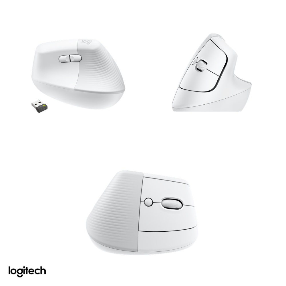 Mouse vertical ergonomic wireless Logitech Lift for Business, pentru dreptaci, Logi Bolt si Bluetooth, unghi de 57 de grade, 1 baterie AA, alb-crem, 910-006496 [4]