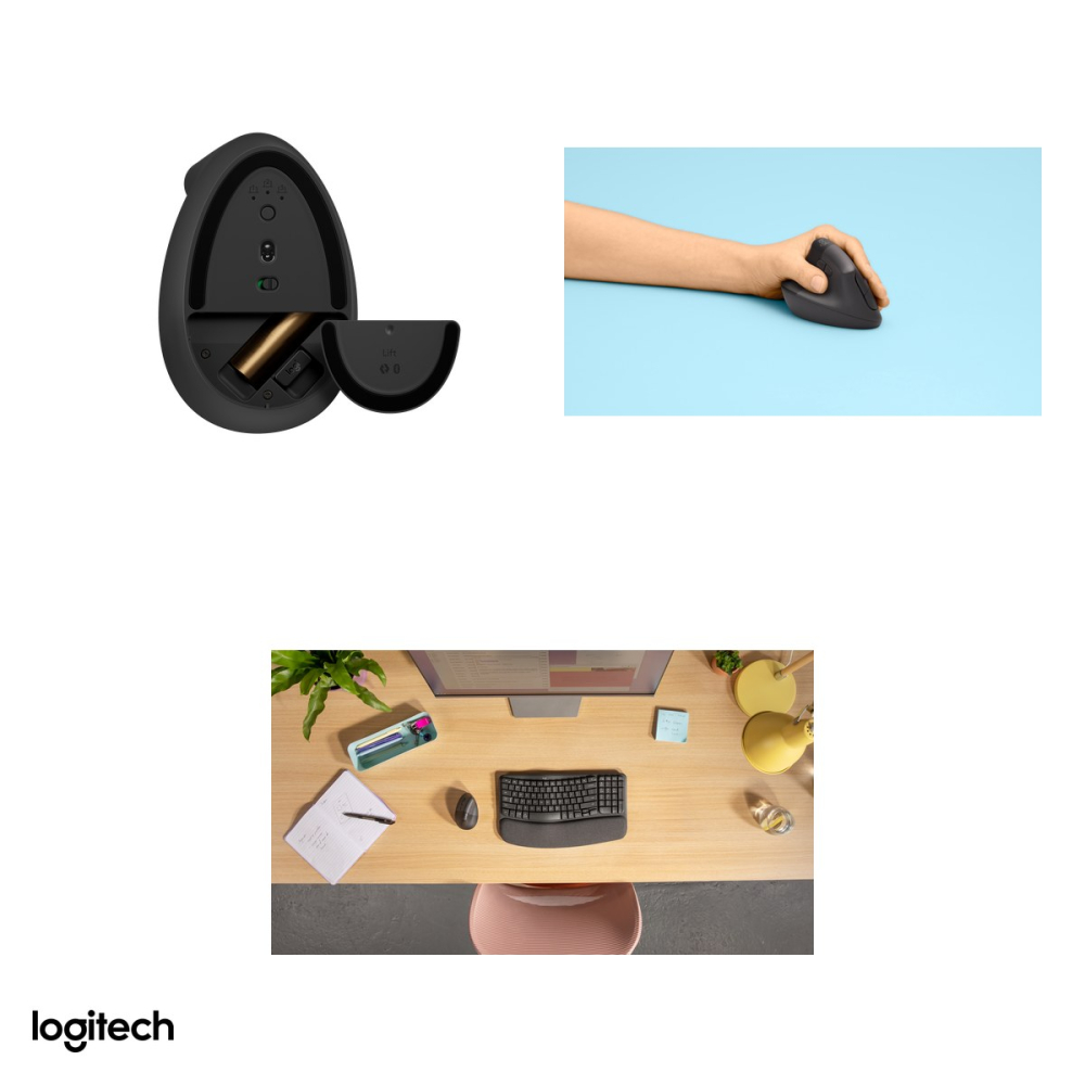 Mouse vertical ergonomic wireless Logitech Lift Left, pentru stangaci, 6 butoane, Logi Bolt si Bluetooth, unghi de 57 de grade, clicuri silentioase, Easy-Switch 3 dispozitive, grafit, 910-006474 [5]