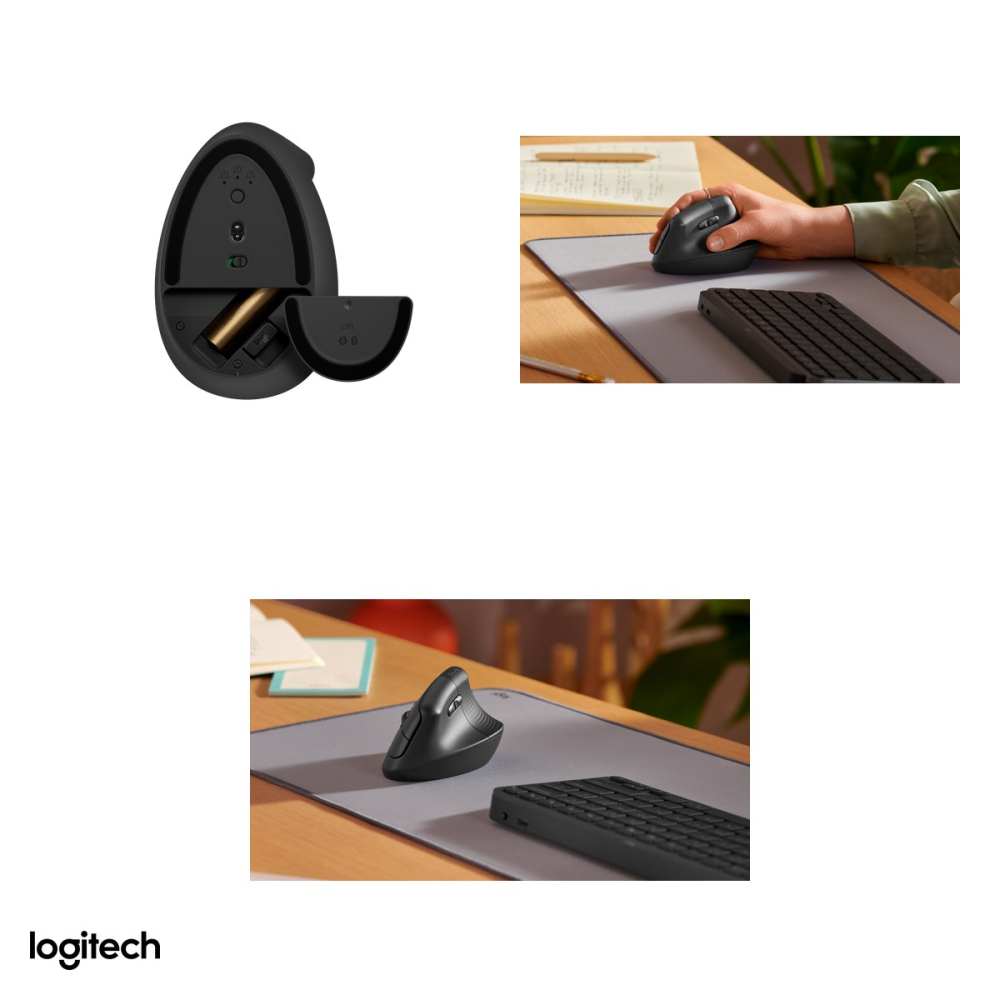 Mouse vertical ergonomic wireless Logitech Lift, pentru dreptaci, 6 butoane, Logi Bolt si Bluetooth, unghi de 57 de grade, clicuri silentioase, Easy-Switch 3 dispozitive, grafit, 910-006473 [5]