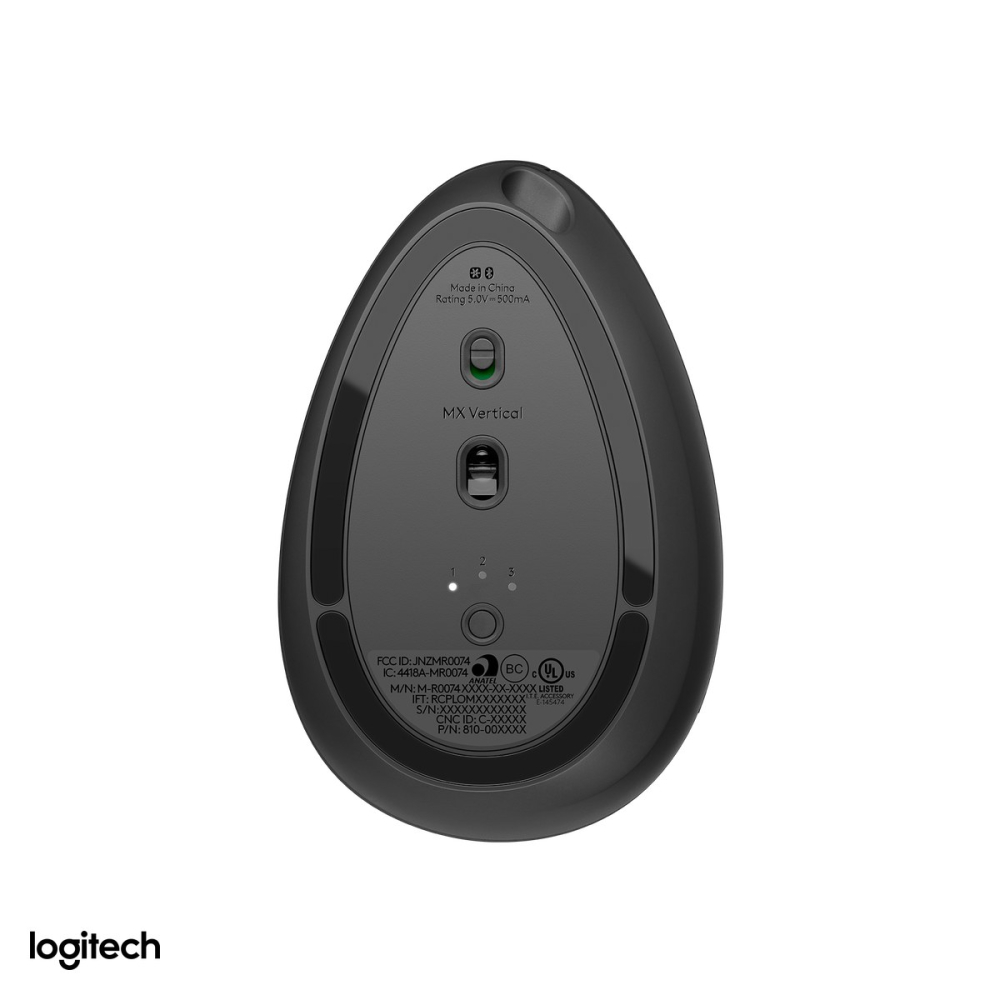 Mouse vertical ergonomic wireless Logitech MX Vertical, receptor Unifying, Bluetooth si USB-C, unghi de 57 de grade, 400-4000 DPI, acumulator, grafit, 910-005448 [5]