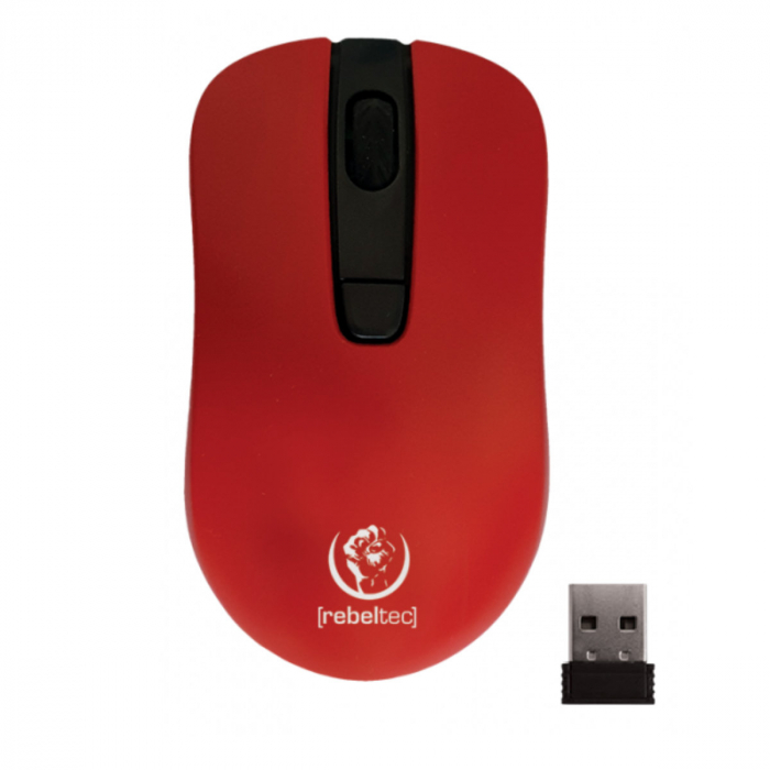 Mouse wireless 2.4 GHz cu receptor nano USB, Rebeltec Star, 800/1000/1600/ DPI, 4 butoane si scroll, 2 x AAA, rosu [2]