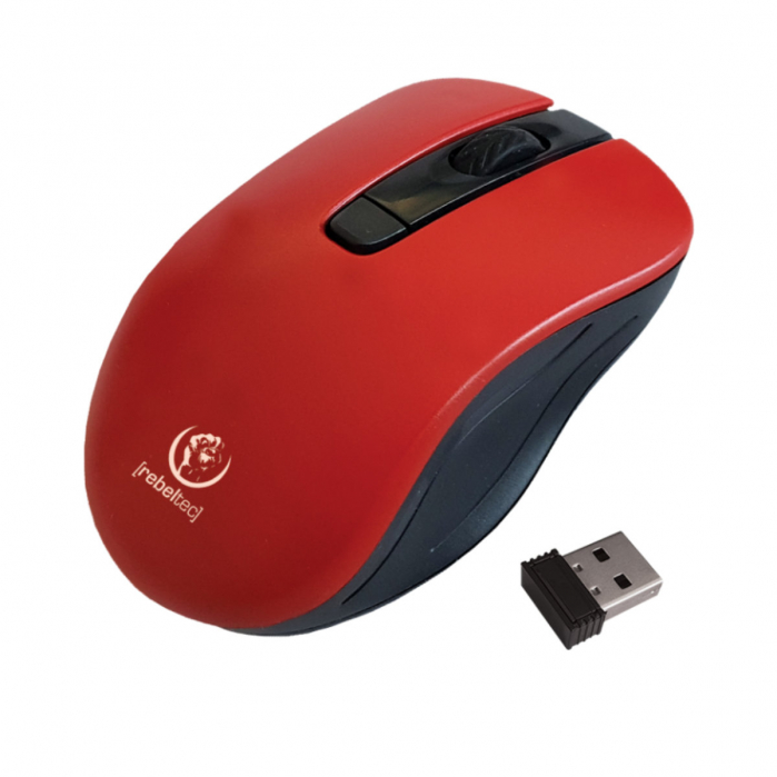 Mouse wireless 2.4 GHz cu receptor nano USB, Rebeltec Star, 800/1000/1600/ DPI, 4 butoane si scroll, 2 x AAA, rosu [1]