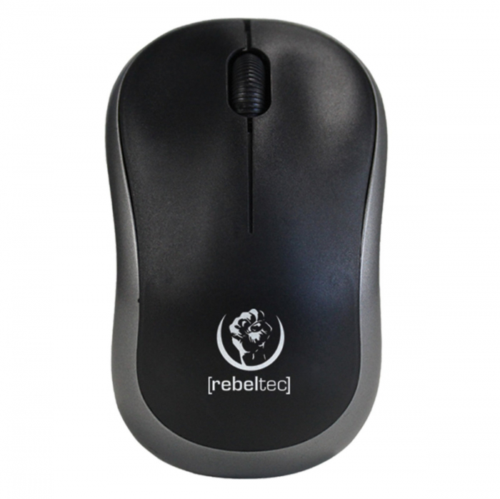 Mouse wireless 2.4 GHz cu receptor USB mini, Rebeltec Meteor, 1000 dpi, 3 butoane, 2 x AA, negru cu gri [3]