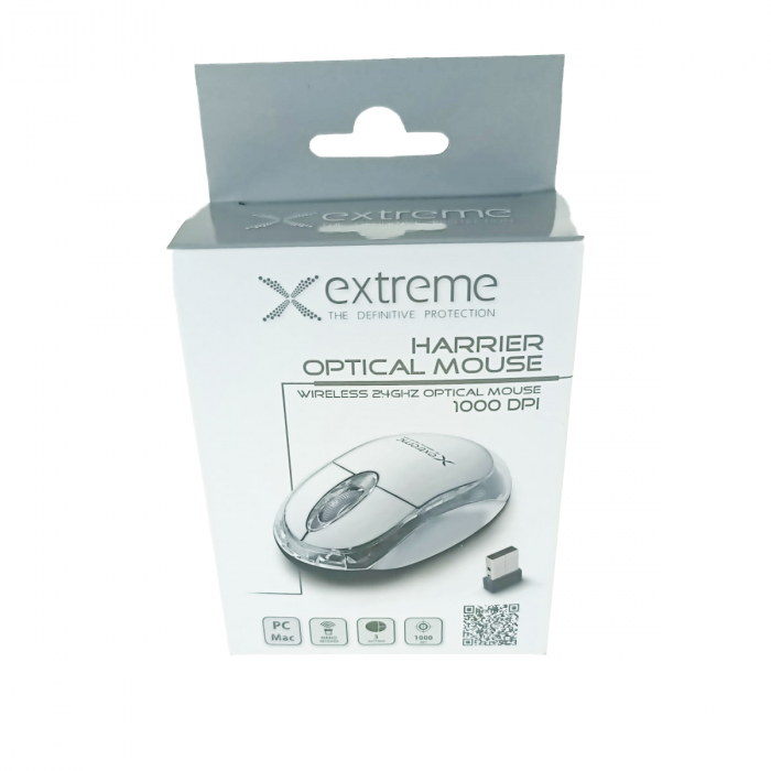 Mouse wireless 2.4 GHz, Xtreme Harrier, 1000 DPI, cu 3 butoane, 95 x 55 x 32 mm, receptor nano USB, alb [6]