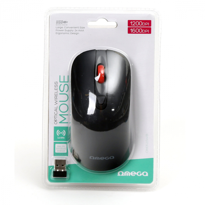 Mouse Wireless 2.4GHz, Omega 45269 OM-520, 4 butoane, 1200 / 1600 dpi, 2 x AAA, negru [5]