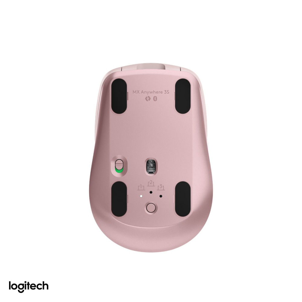 Mouse wireless compact Logitech MX Anywhere 3S, Bluetooth, senzor Darkfield 200-8000 DPI care merge si pe sticla, 6 butoane, rotita MagSpeed, acumulator USB-C, roz, 910-006931 [6]
