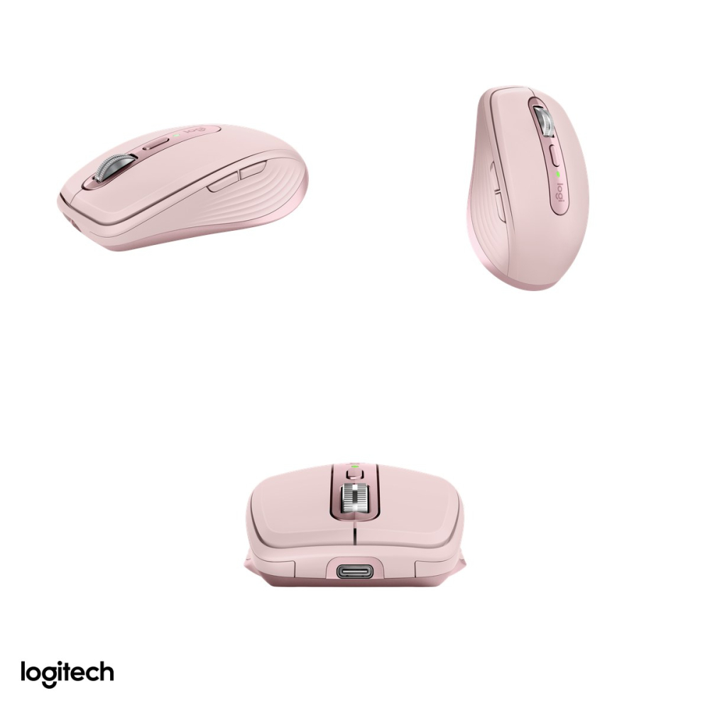 Mouse wireless compact Logitech MX Anywhere 3S, Bluetooth, senzor Darkfield 200-8000 DPI care merge si pe sticla, 6 butoane, rotita MagSpeed, acumulator USB-C, roz, 910-006931 [4]