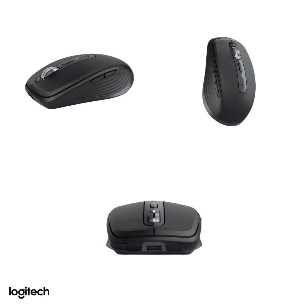 Mouse wireless compact Logitech MX Anywhere 3S, Bluetooth, senzor Darkfield pana la 8000 DPI, 6 butoane, rotita MagSpeed, clicuri silentioase, acumulator USB-C, gri grafit, 910-006929 [4]